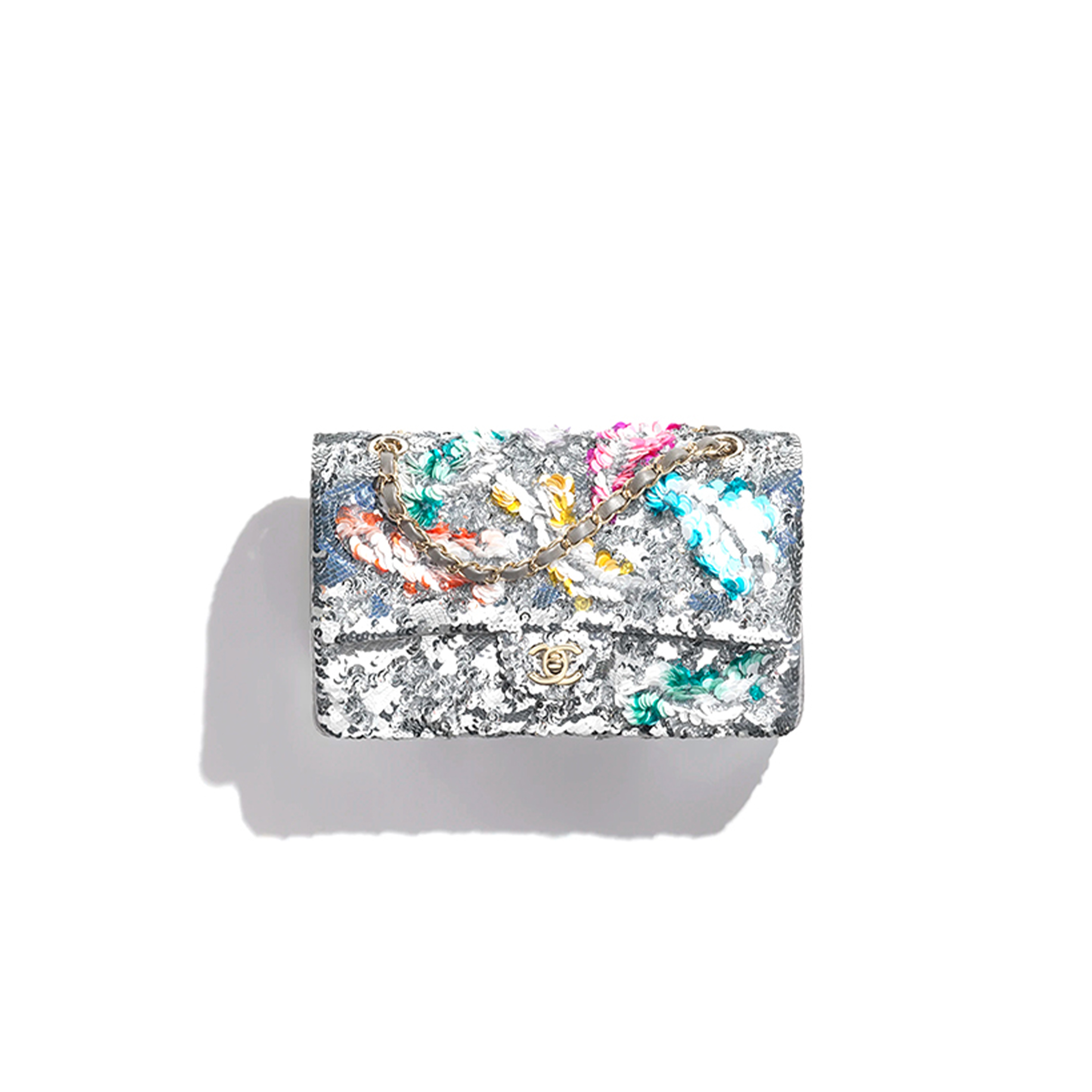 CHANEL CLASSIC 11.12 HANDBAG EMBROIDERED SATIN, SEQUINS, GLASS PEARLS A01112 (25.5*15.5*6.5cm)